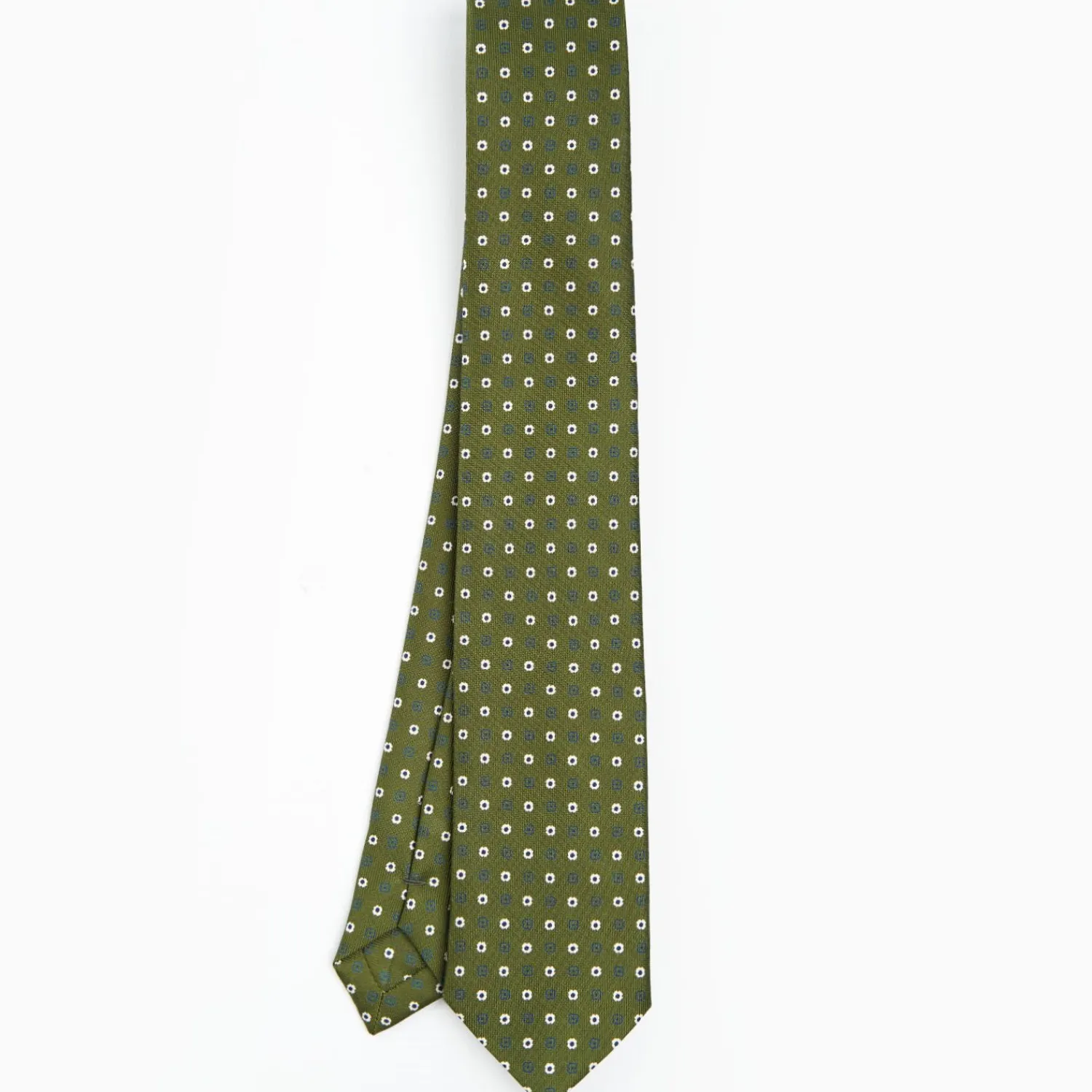 Olive Green Sartorial 7 Cm Tie - Small Flower Pattern>E.Marinella Discount