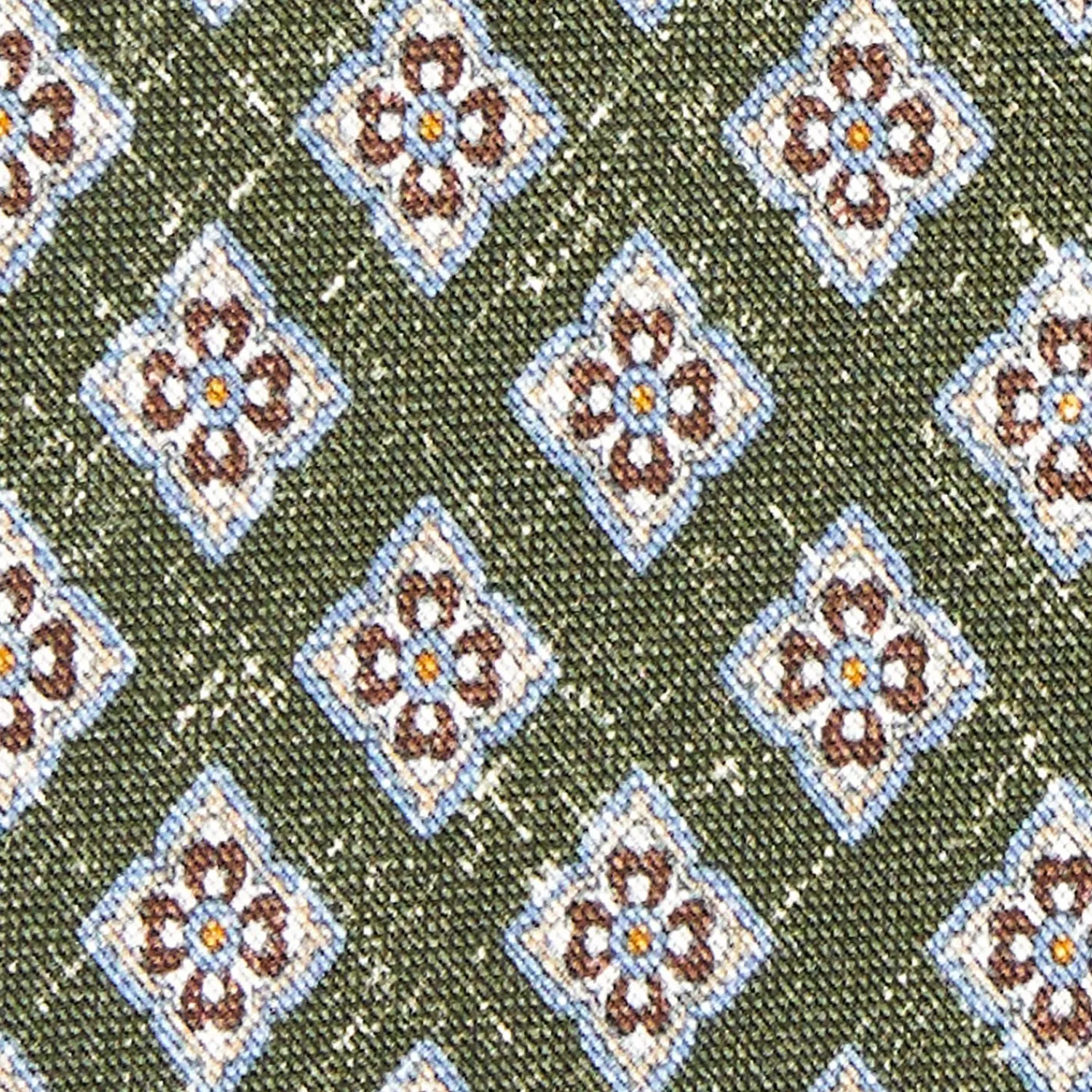 Olive Green Sartorial Cotton And Silk Tie - Large Flower Pattern>E.Marinella Store