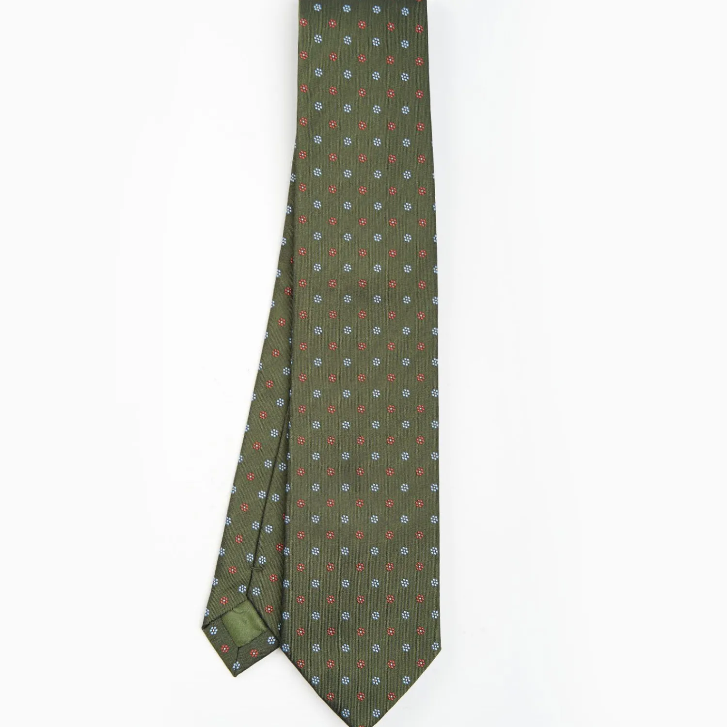 Olive Green Sartorial Jacquard Silk Tie - Small Flower Designs>E.Marinella Cheap