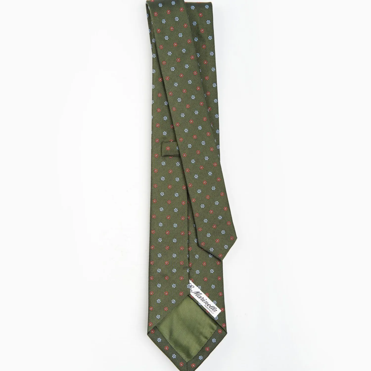 Olive Green Sartorial Jacquard Silk Tie - Small Flower Designs>E.Marinella Cheap