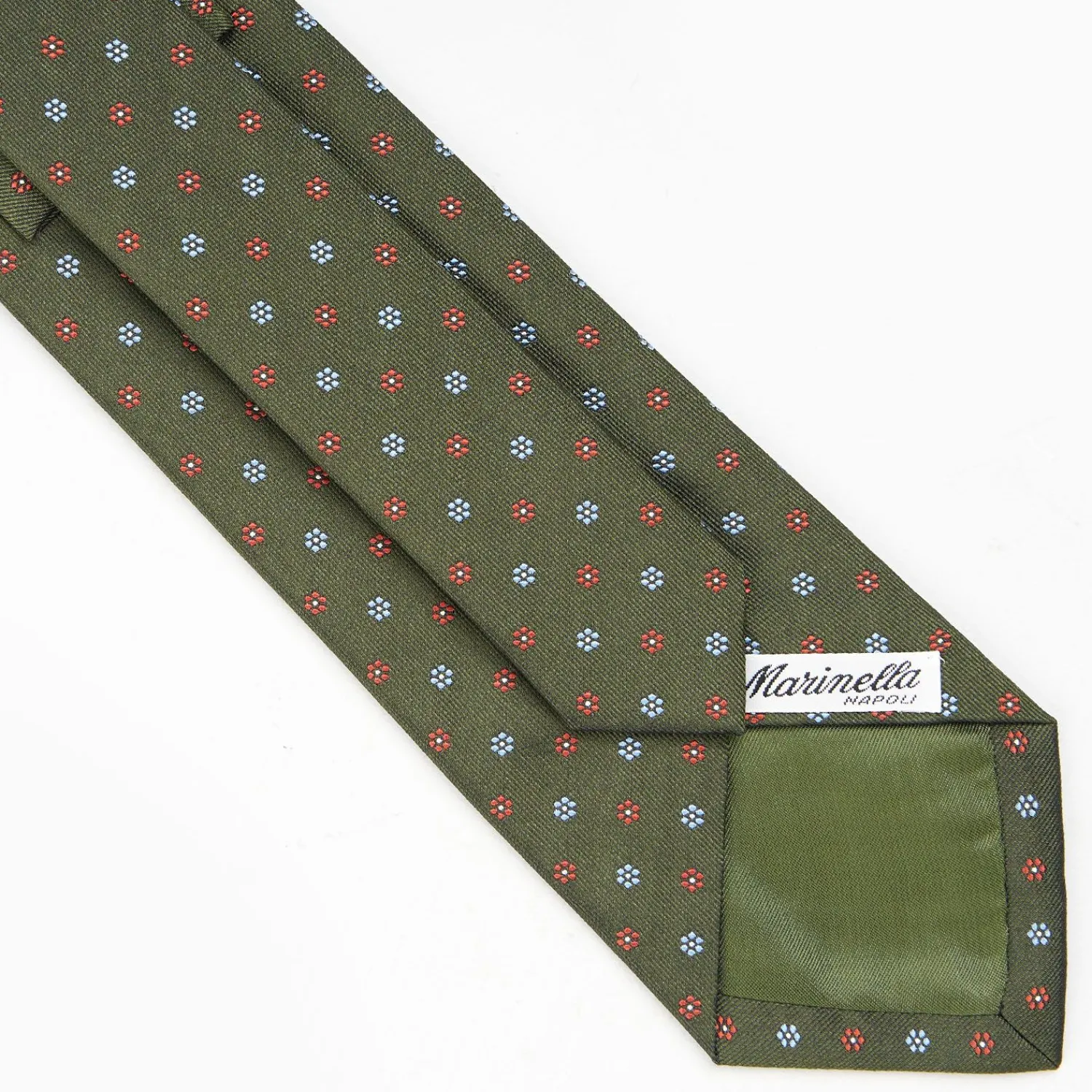 Olive Green Sartorial Jacquard Silk Tie - Small Flower Designs>E.Marinella Cheap