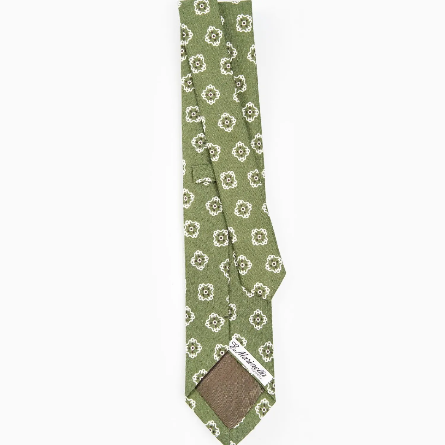 Olive Green Sartorial Linen Tie - Large Flower Pattern>E.Marinella Flash Sale