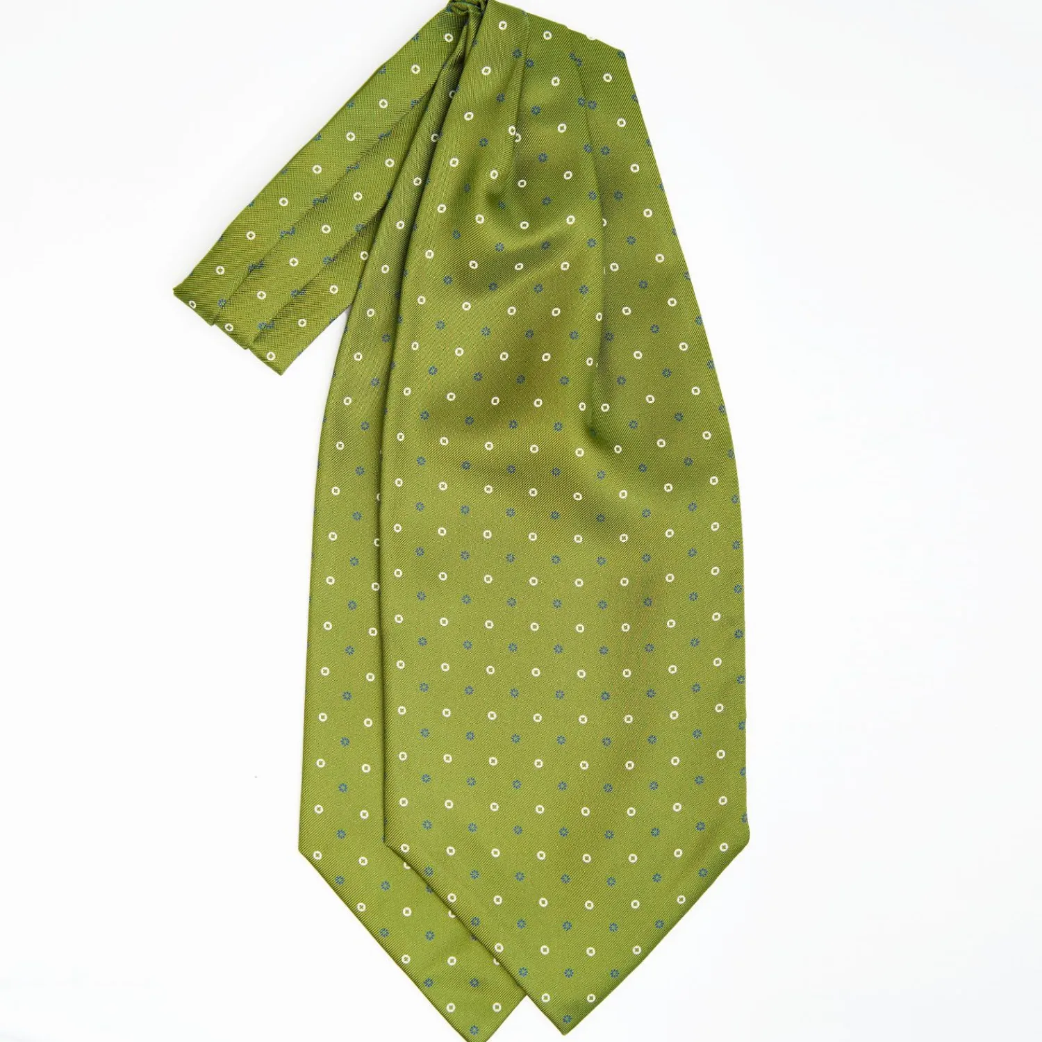 Olive Green Silk Ascot Tie - Small Flower Designs>E.Marinella Clearance