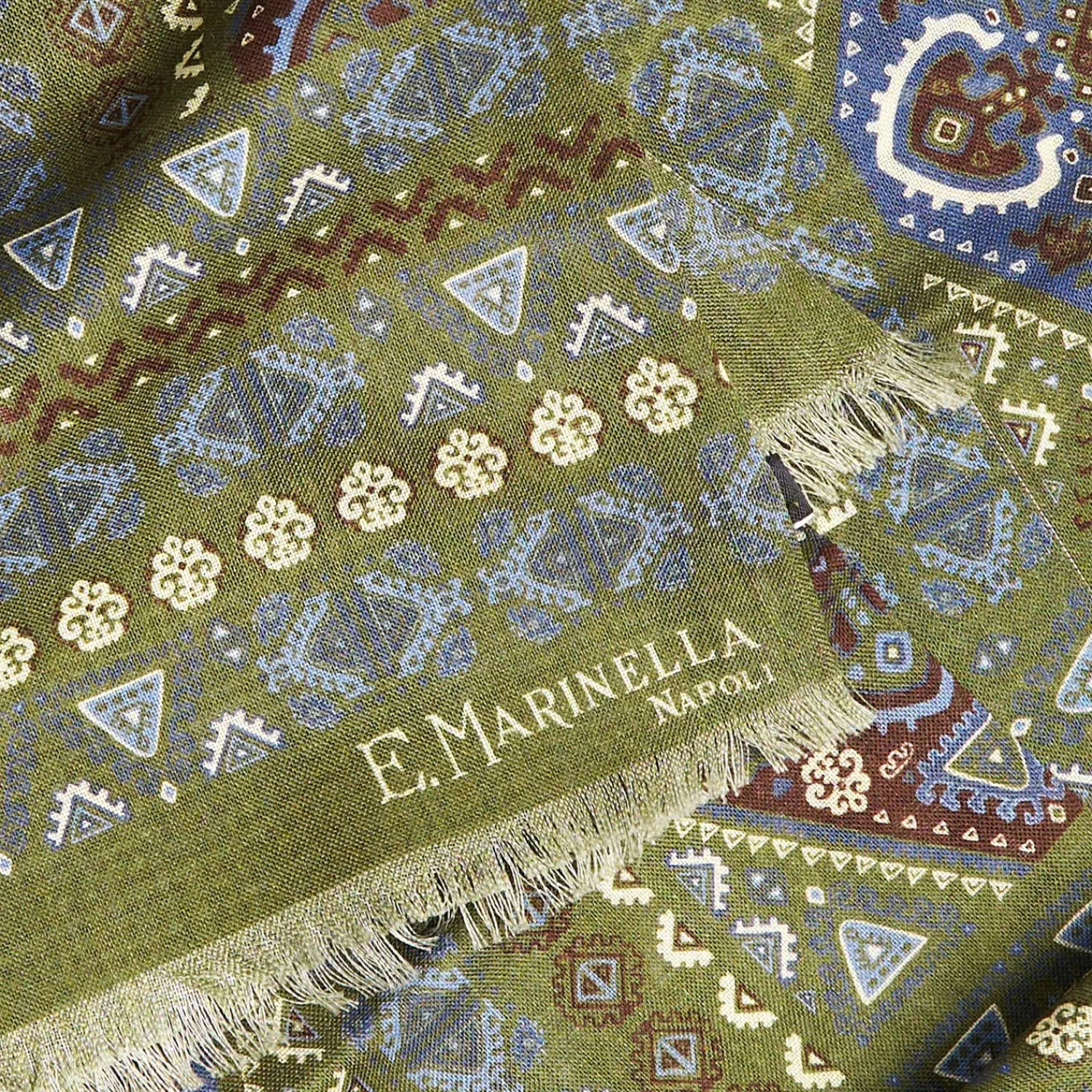 Olive Green Tubolar Scarf In Wool And Silk>E.Marinella Shop