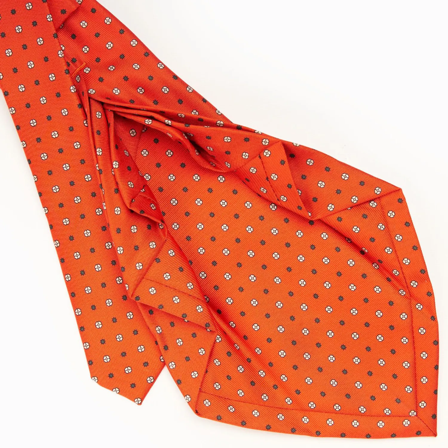 Orange 9 Fold Sartorial Silk Tie Small Flower Pattern>E.Marinella Hot