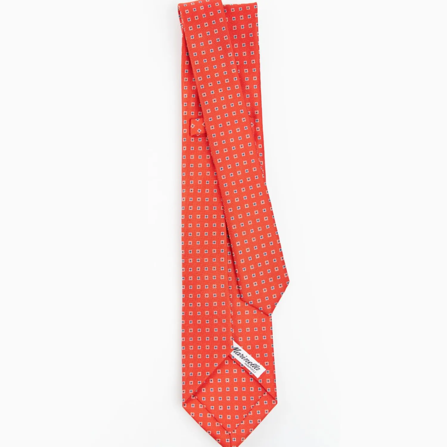 Orange 7 Fold Sartorial Silk Tie - Small Flower Pattern>E.Marinella Hot