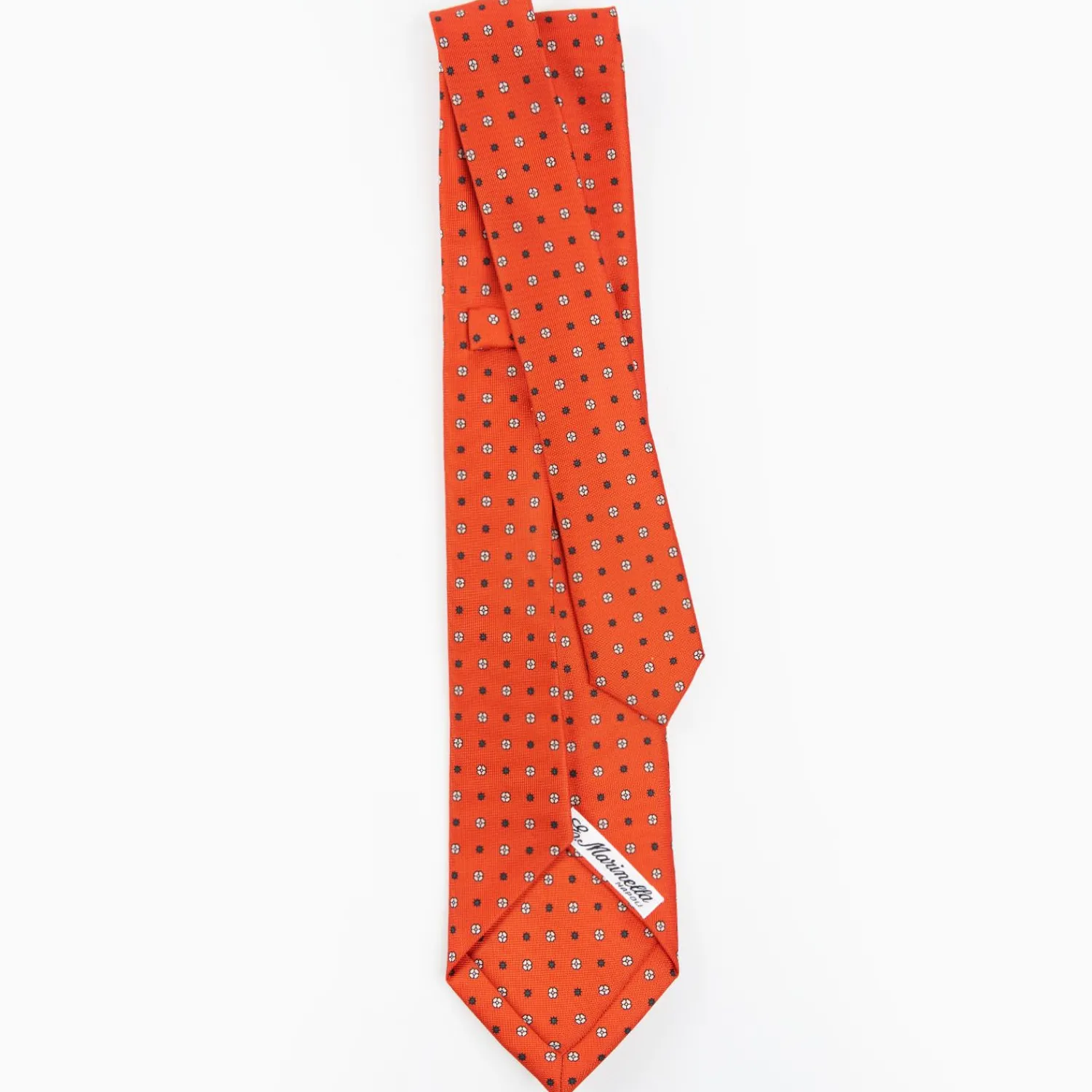 Orange 5 Fold Sartorial Silk Tie - Small Flower Pattern>E.Marinella Best