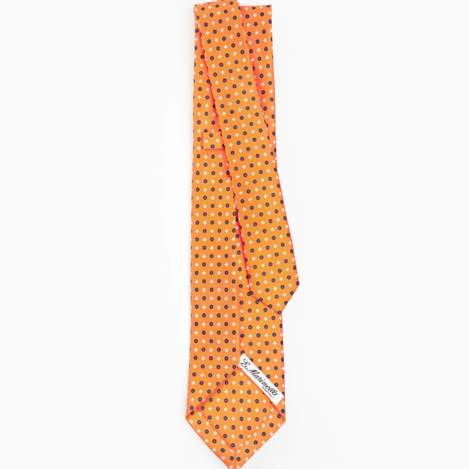 Orange 9 Fold Sartorial Silk Tie Small Flower Pattern>E.Marinella Fashion