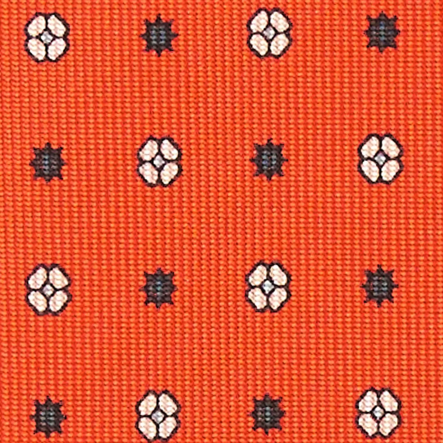 Orange 7 Fold Sartorial Silk Tie - Small Flower Pattern>E.Marinella Fashion