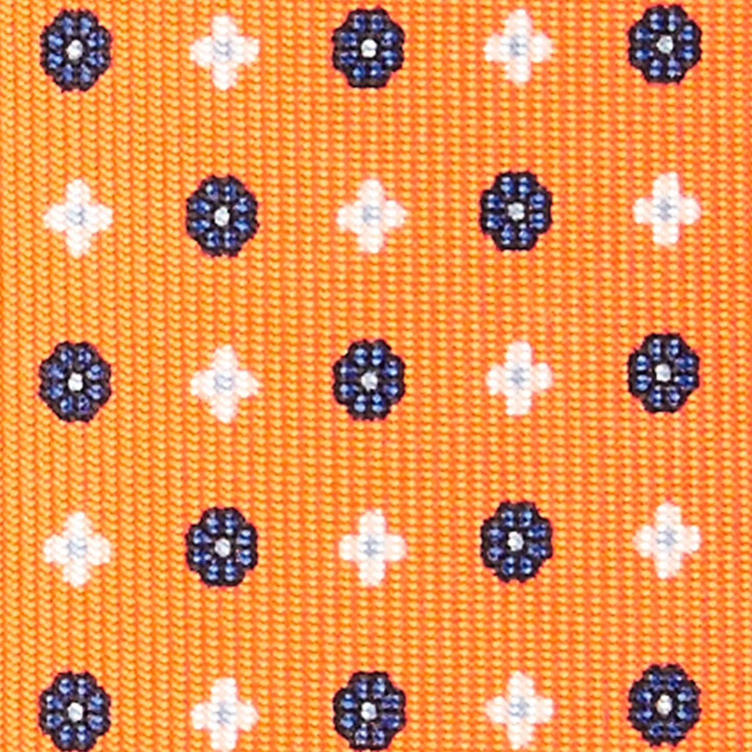 Orange 9 Fold Sartorial Silk Tie Small Flower Pattern>E.Marinella Fashion