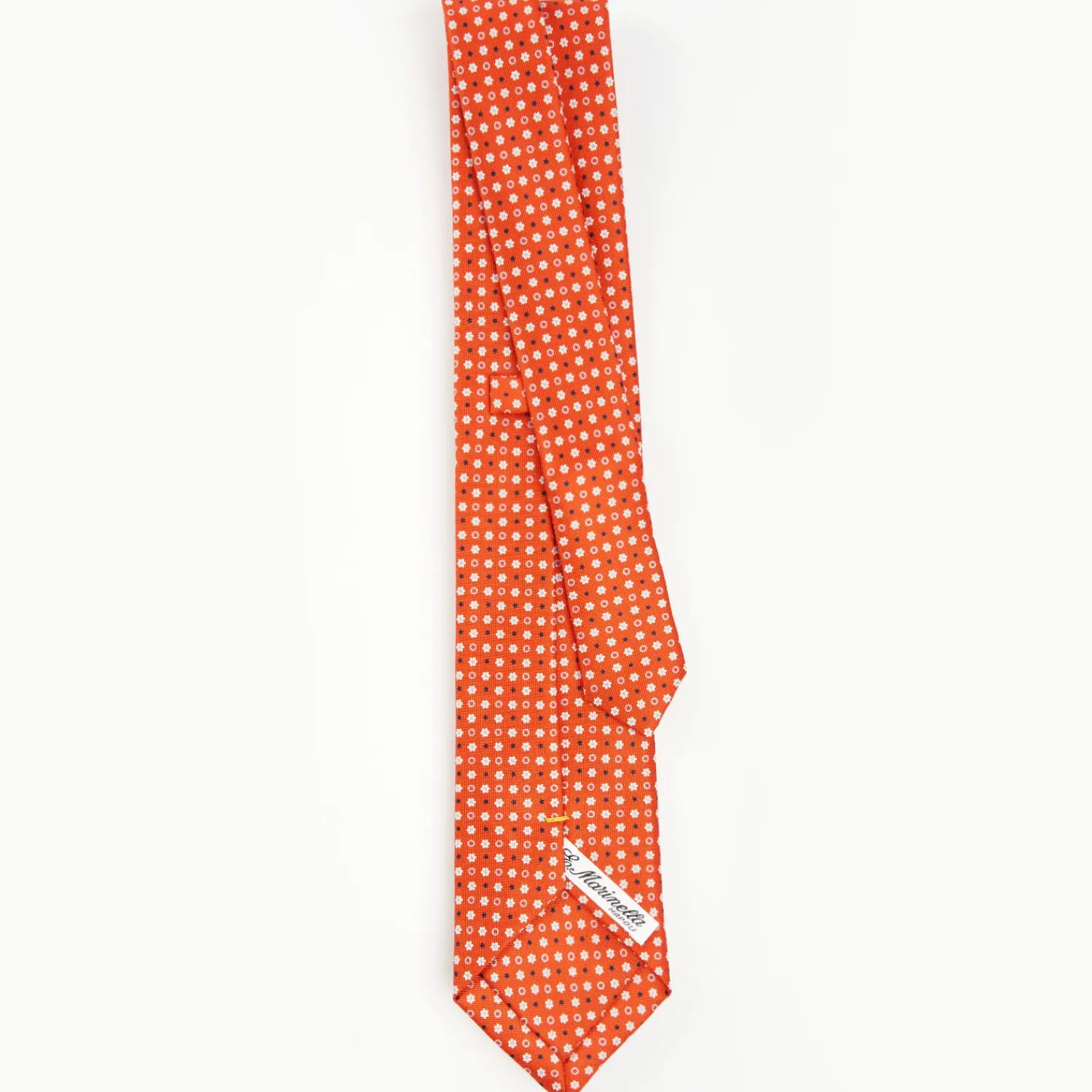 Orange Extra Long Sartorial Silk Tie - Small Flower Pattern>E.Marinella Hot