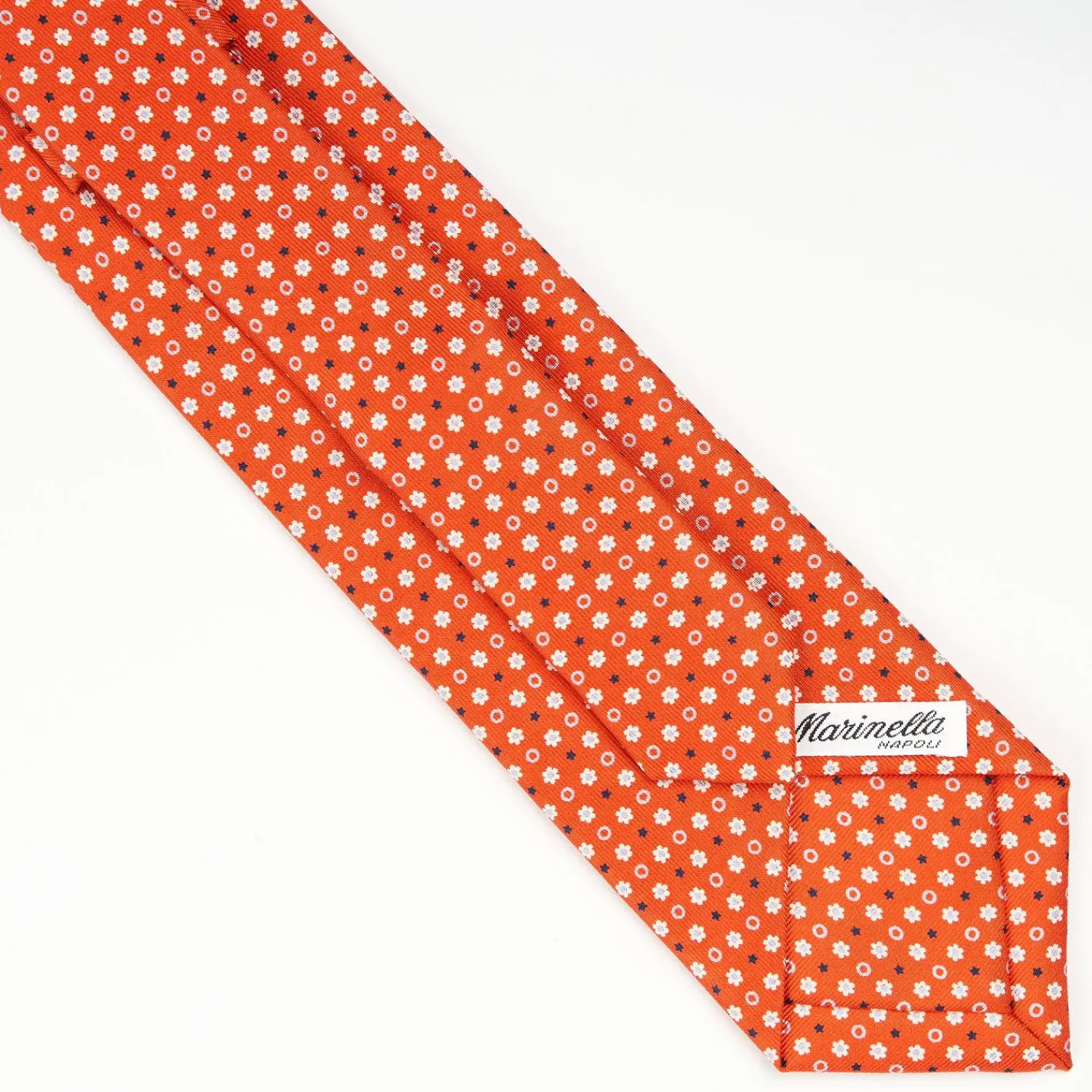 Orange Extra Long Sartorial Silk Tie - Small Flower Pattern>E.Marinella Hot