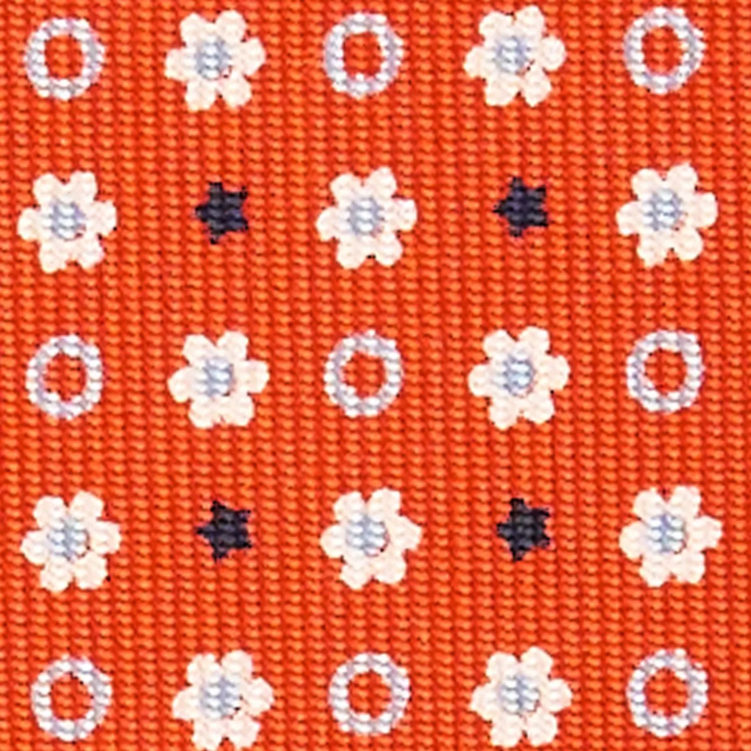 Orange Extra Long Sartorial Silk Tie - Small Flower Pattern>E.Marinella Hot