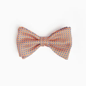 Orange Pre-Knotted Silk Bowtie Small Geometric Pattern>E.Marinella Hot