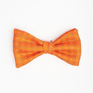 Orange Pre-Knotted Silk Bowtie - Small Geometric Pattern>E.Marinella Best Sale