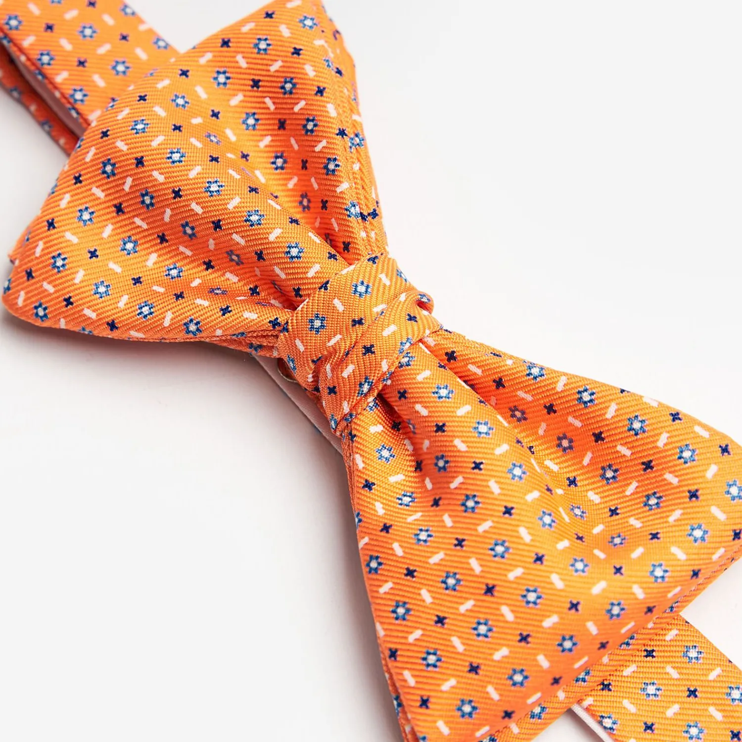 Orange Pre-Knotted Silk Bowtie - Small Flower Pattern>E.Marinella Clearance