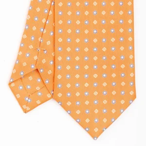 Orange Sartorial 7 Cm Silk Tie - Small Flower Pattern>E.Marinella Shop