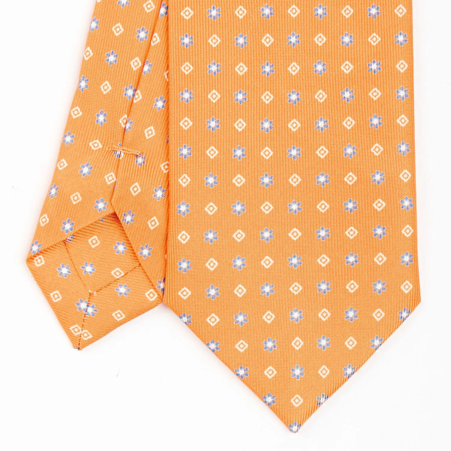 Orange Sartorial 7 Cm Silk Tie - Small Flower Pattern>E.Marinella Shop
