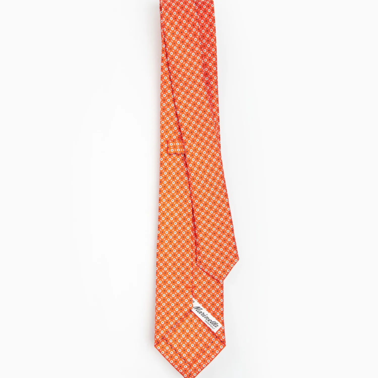 Orange Sartorial 7 Cm Silk Tie - Small Flower Pattern>E.Marinella Outlet