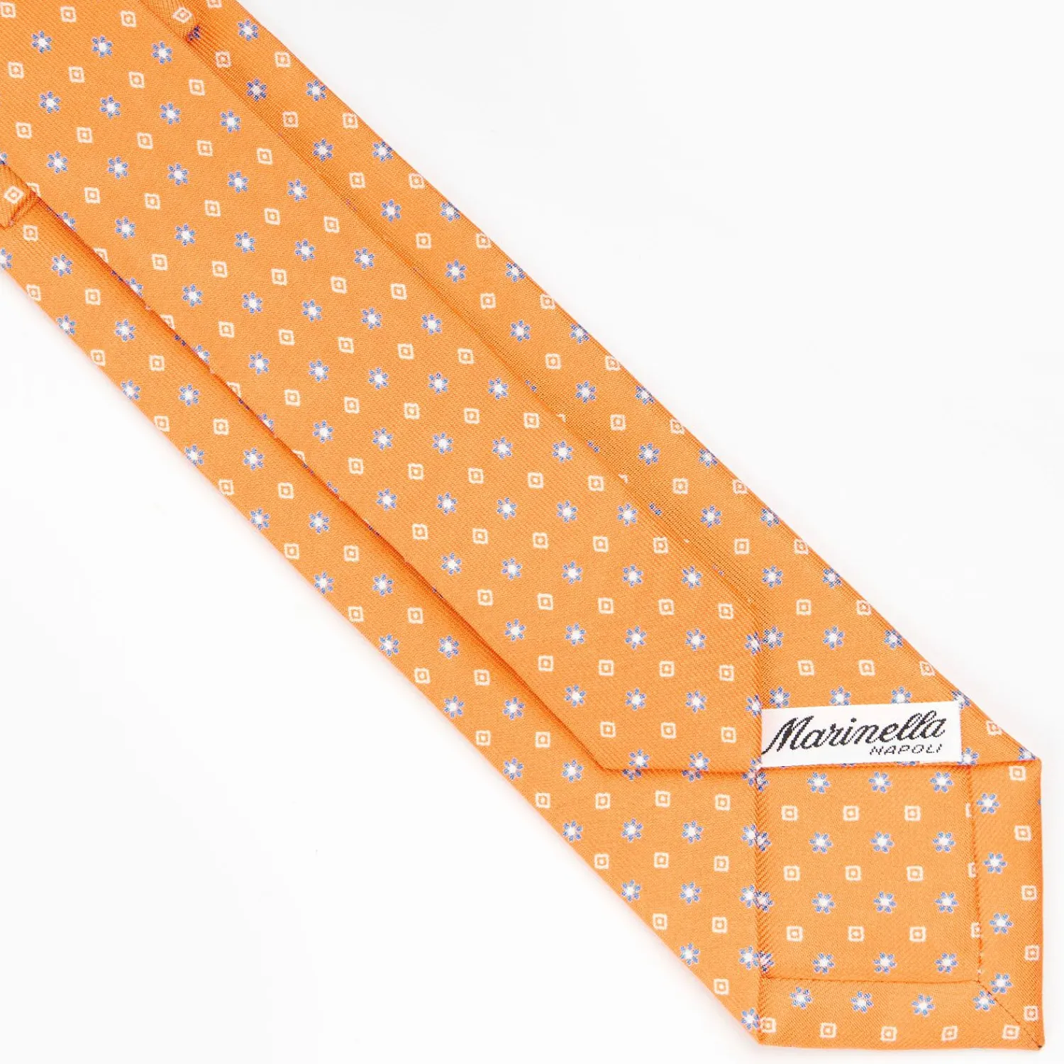 Orange Sartorial 7 Cm Silk Tie - Small Flower Pattern>E.Marinella Shop