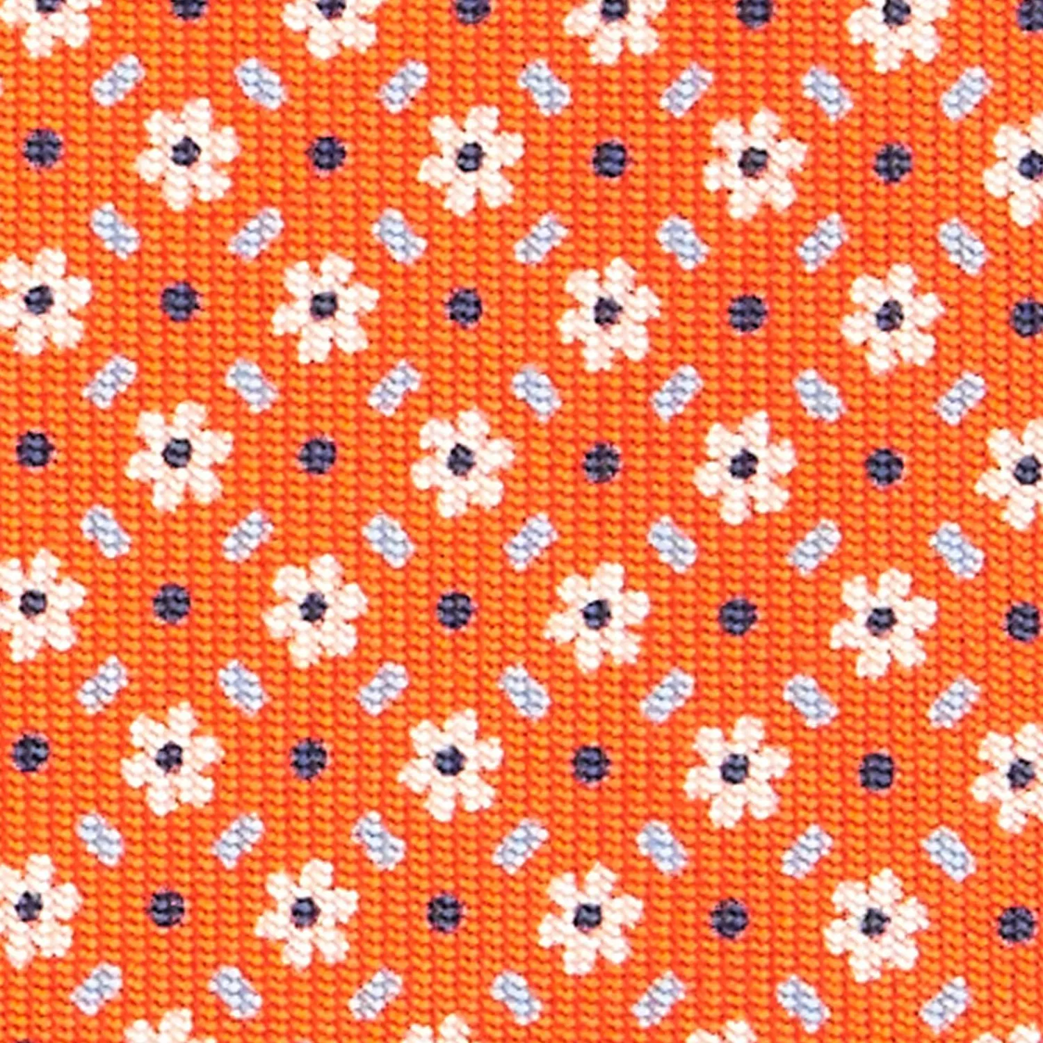 Orange Sartorial 7 Cm Silk Tie - Small Flower Pattern>E.Marinella Outlet