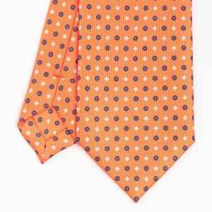 Orange Sartorial Classic Silk Tie - Small Flower Pattern>E.Marinella Shop