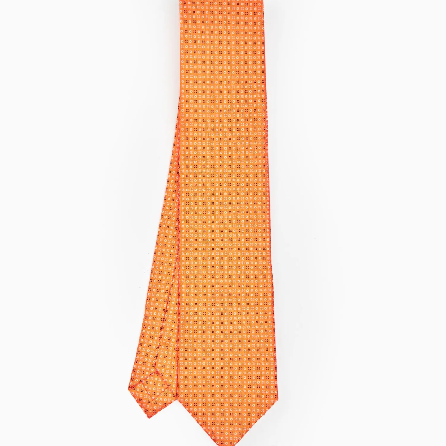 Orange Sartorial Classic Silk Tie - Small Flower Designs>E.Marinella New