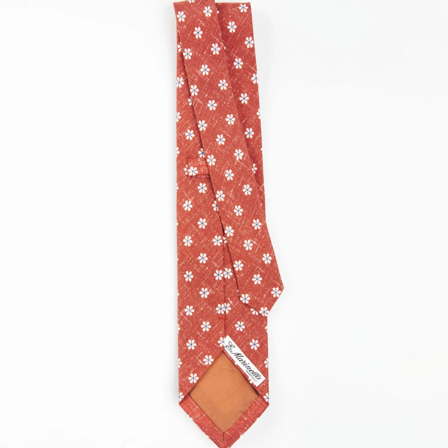 Orange Sartorial Cotton And Silk Tie - Large Flower Pattern>E.Marinella Outlet