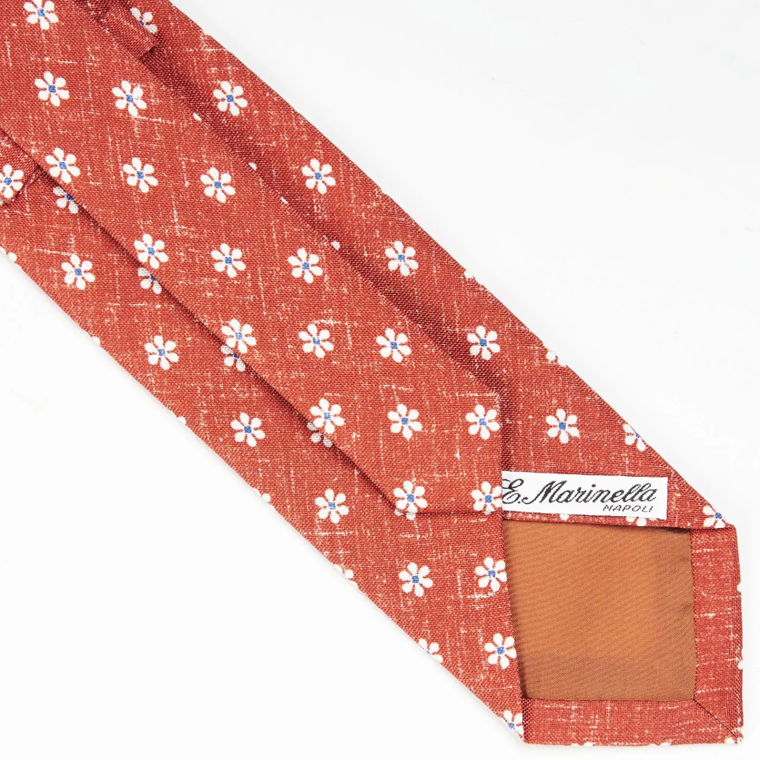 Orange Sartorial Cotton And Silk Tie - Large Flower Pattern>E.Marinella Outlet