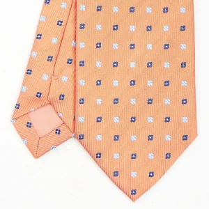 Orange Sartorial Jacquard Silk Tie - Small Flower Designs>E.Marinella Clearance