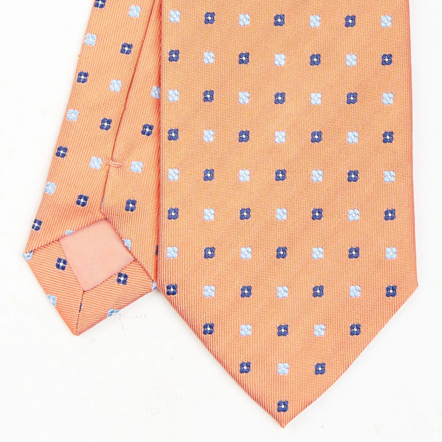 Orange Sartorial Jacquard Silk Tie - Small Flower Designs>E.Marinella Clearance