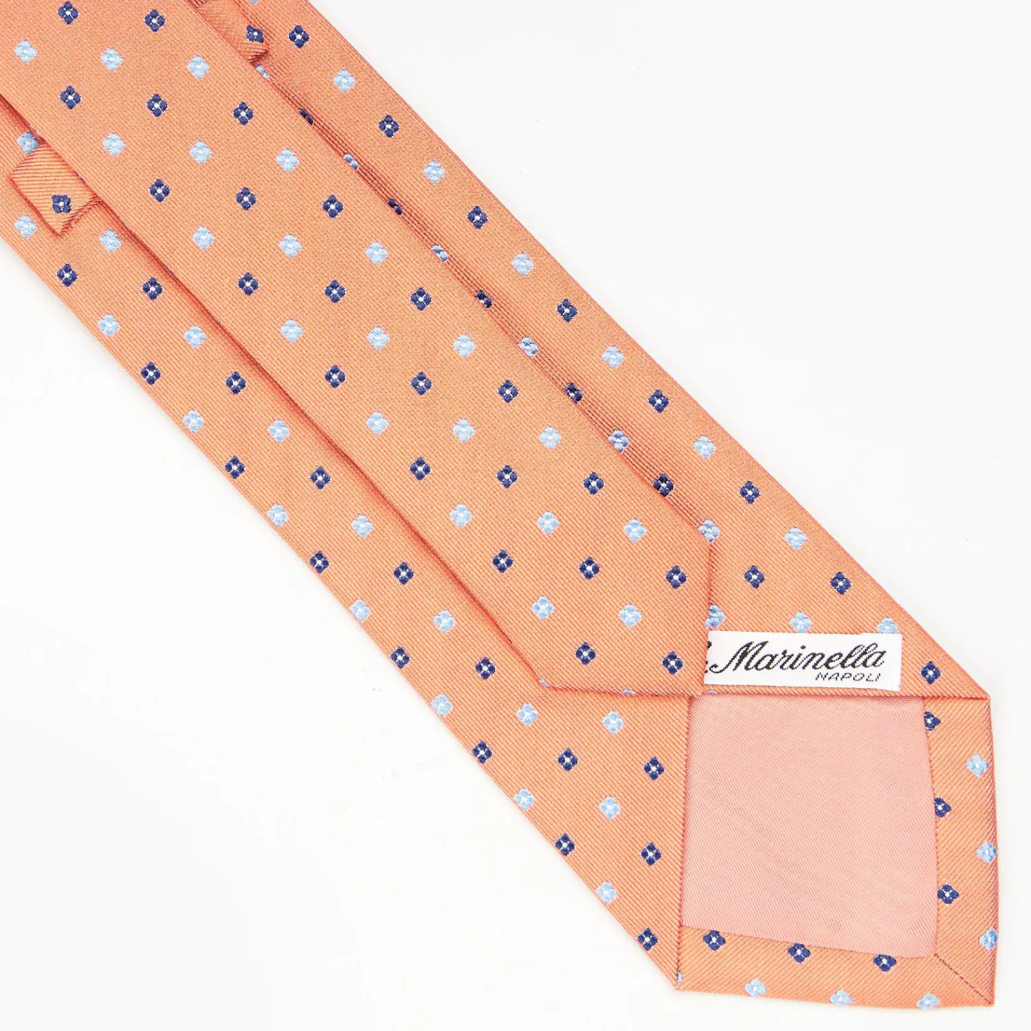 Orange Sartorial Jacquard Silk Tie - Small Flower Designs>E.Marinella Clearance