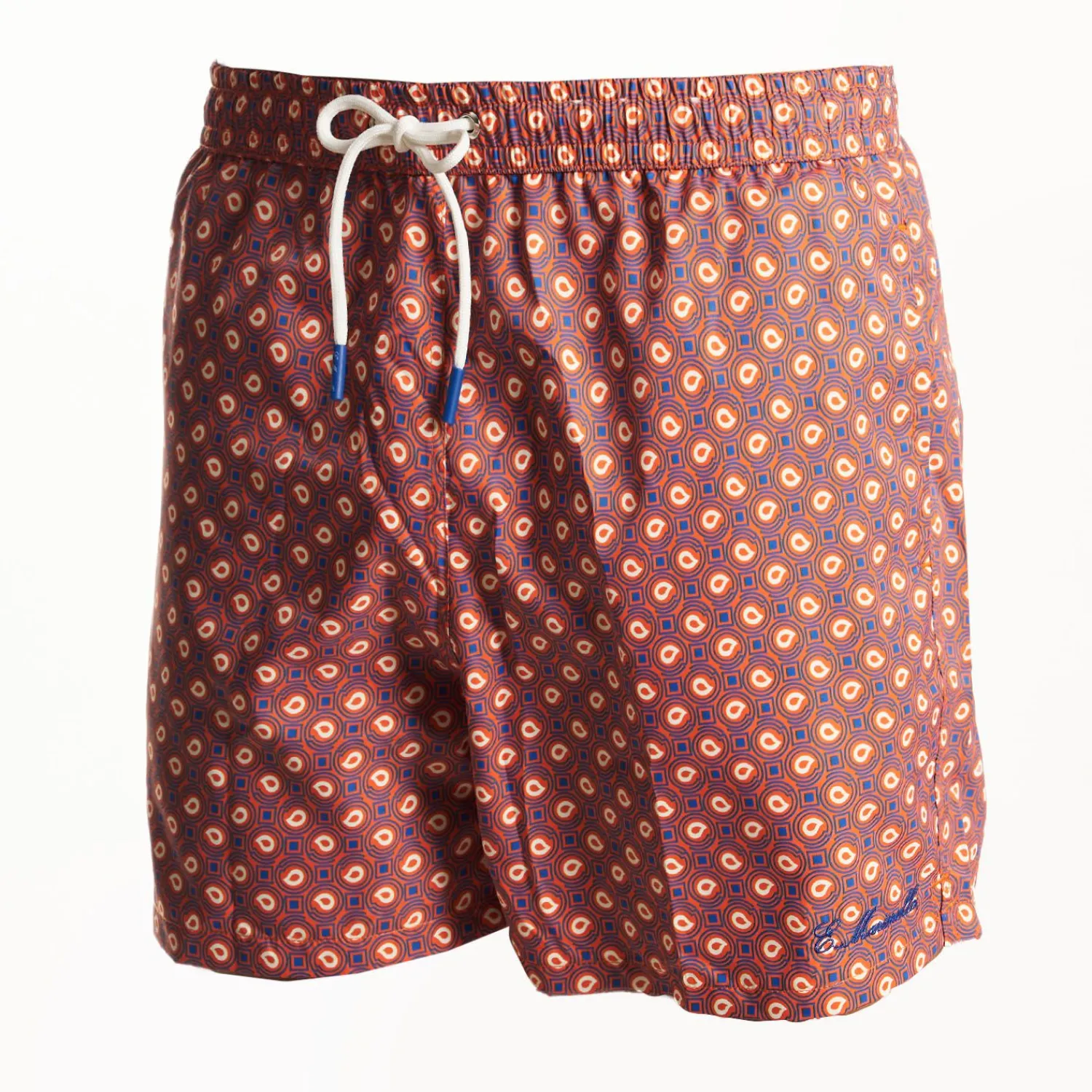 Orange Swim Shorts- Paisley Pattern>E.Marinella Discount