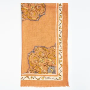 Orange Wool Stole With Medallion Pattern>E.Marinella Flash Sale