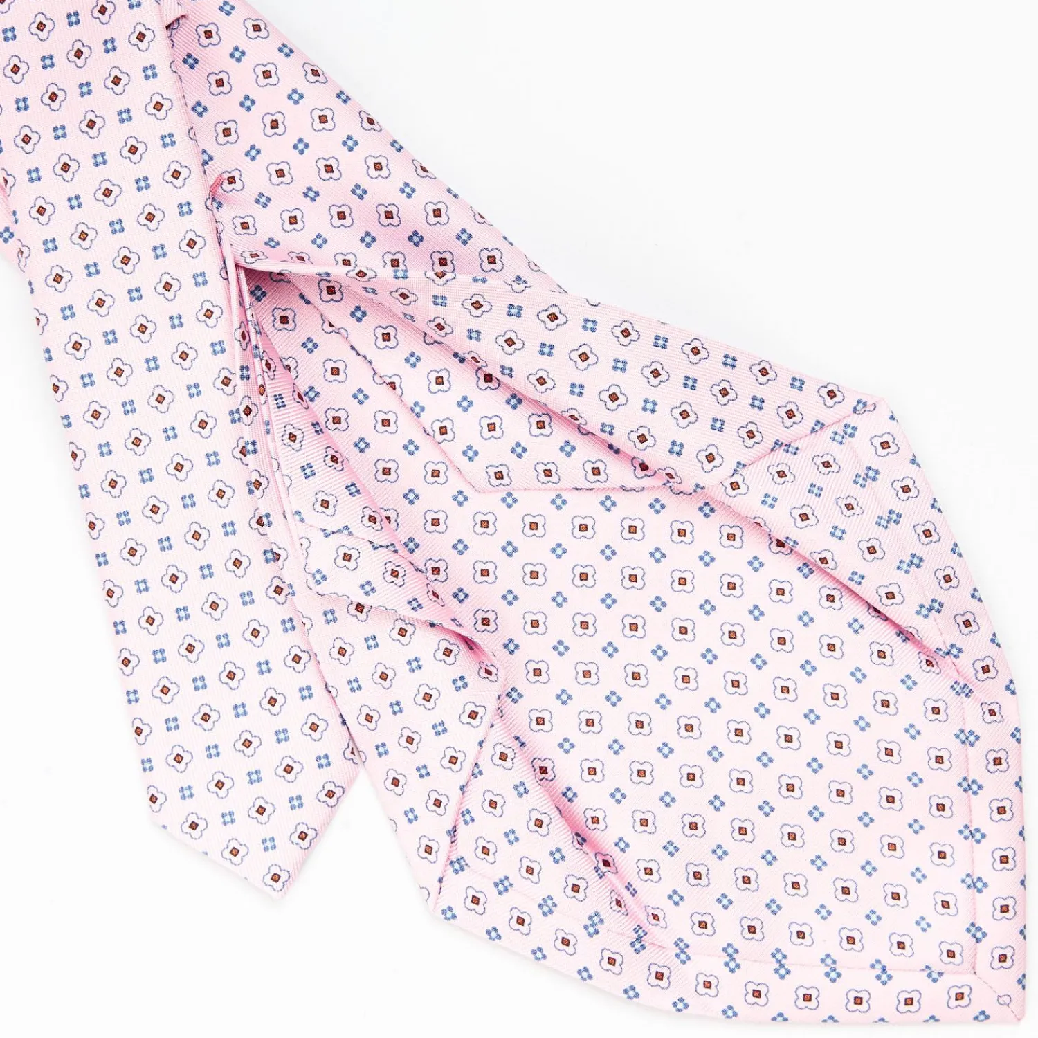 Pink 5 Fold Sartorial Silk Tie - Small Flower Pattern>E.Marinella New