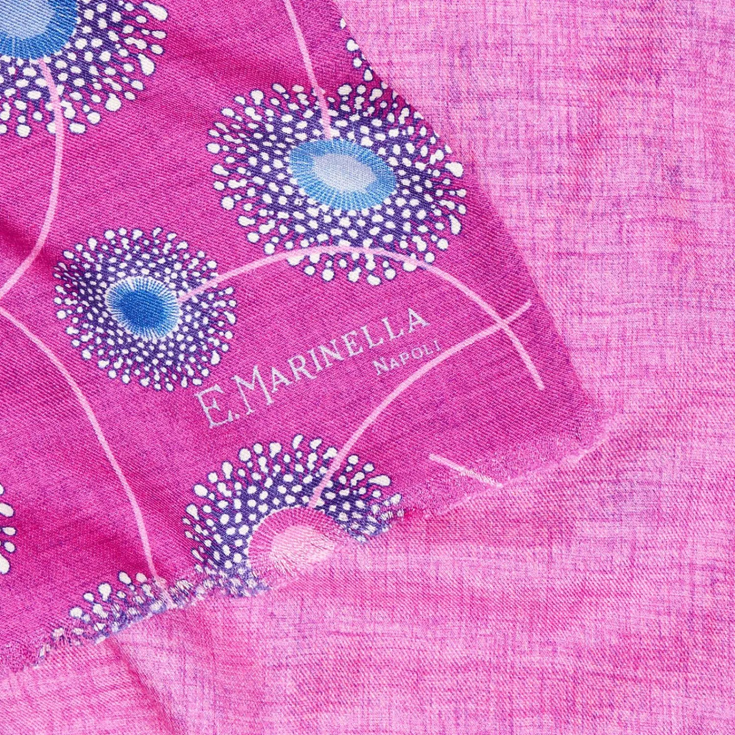 Pink And Fuchsia Wool And Silk Scarf - Floral Pattern>E.Marinella Online