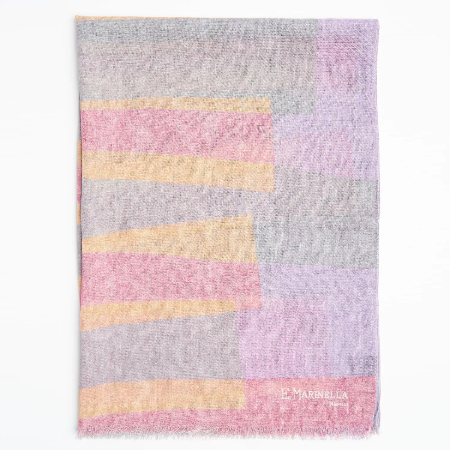 Pink And Gray Wool Stole>E.Marinella Store
