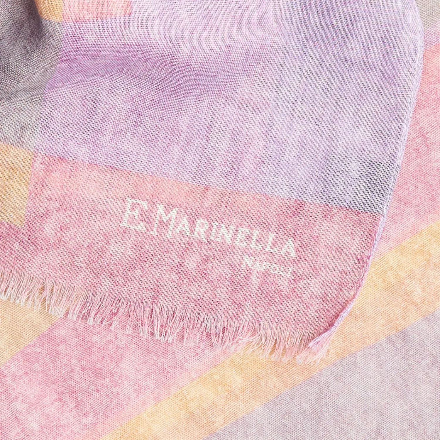 Pink And Gray Wool Stole>E.Marinella Store