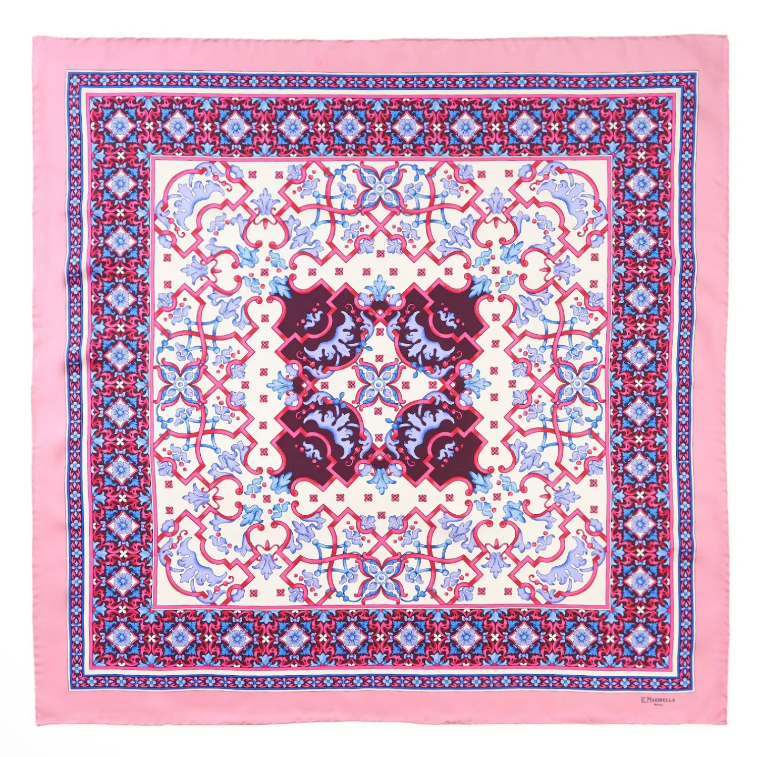 Pink Silk Scarf 90 - Mediterranean Vibes>E.Marinella Sale