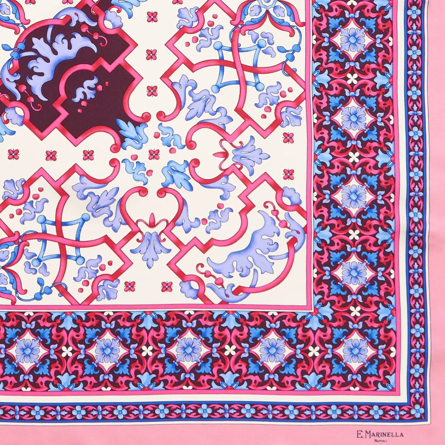 Pink Silk Scarf 90 - Mediterranean Vibes>E.Marinella Sale