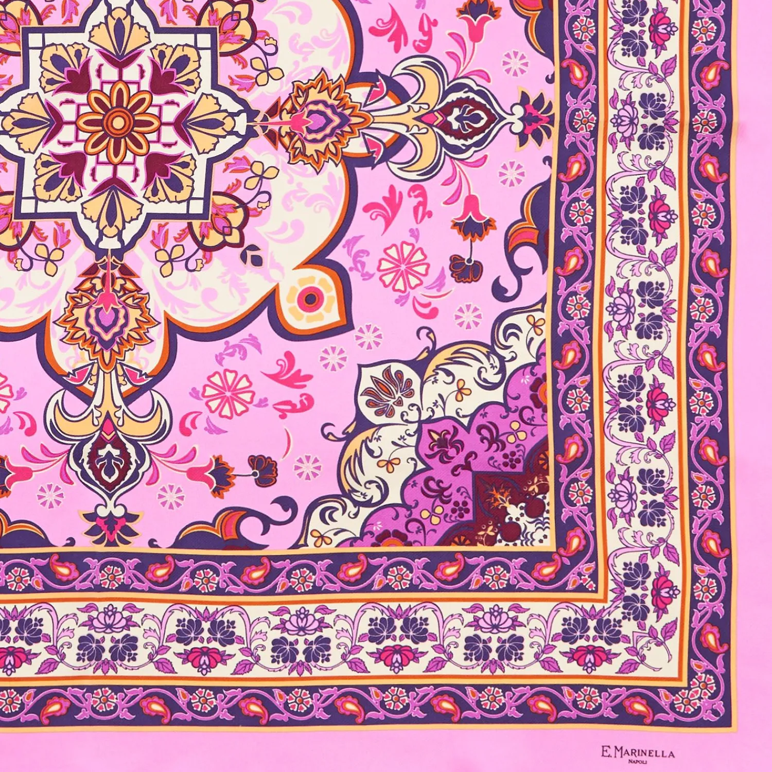 Pink Silk Scarf 90 - Mediterranean Vibes>E.Marinella Shop