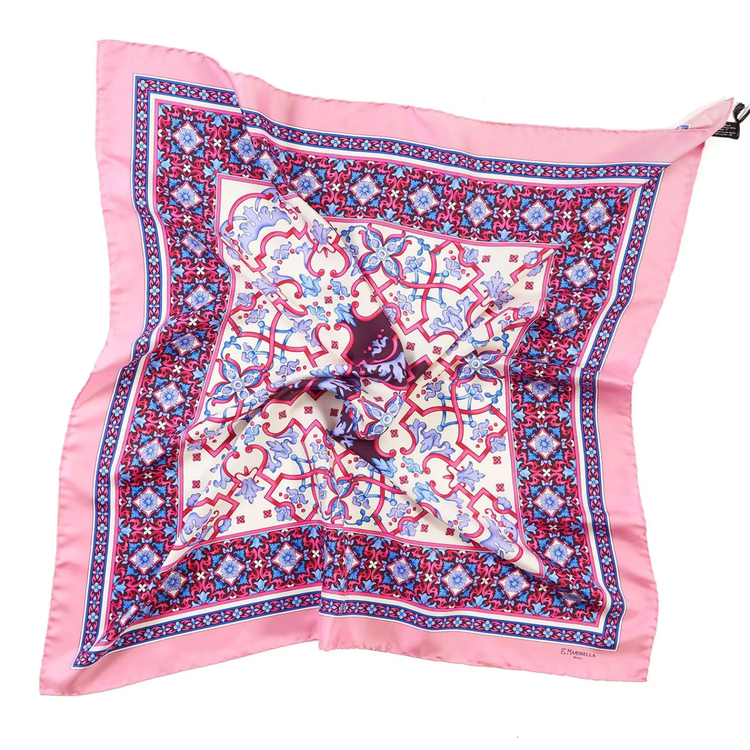 Pink Silk Scarf 90 - Mediterranean Vibes>E.Marinella Sale