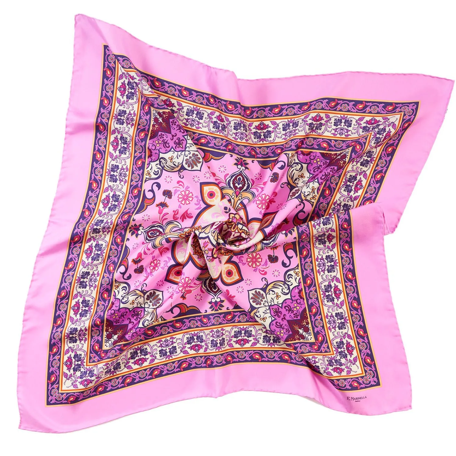 Pink Silk Scarf 90 - Mediterranean Vibes>E.Marinella Shop