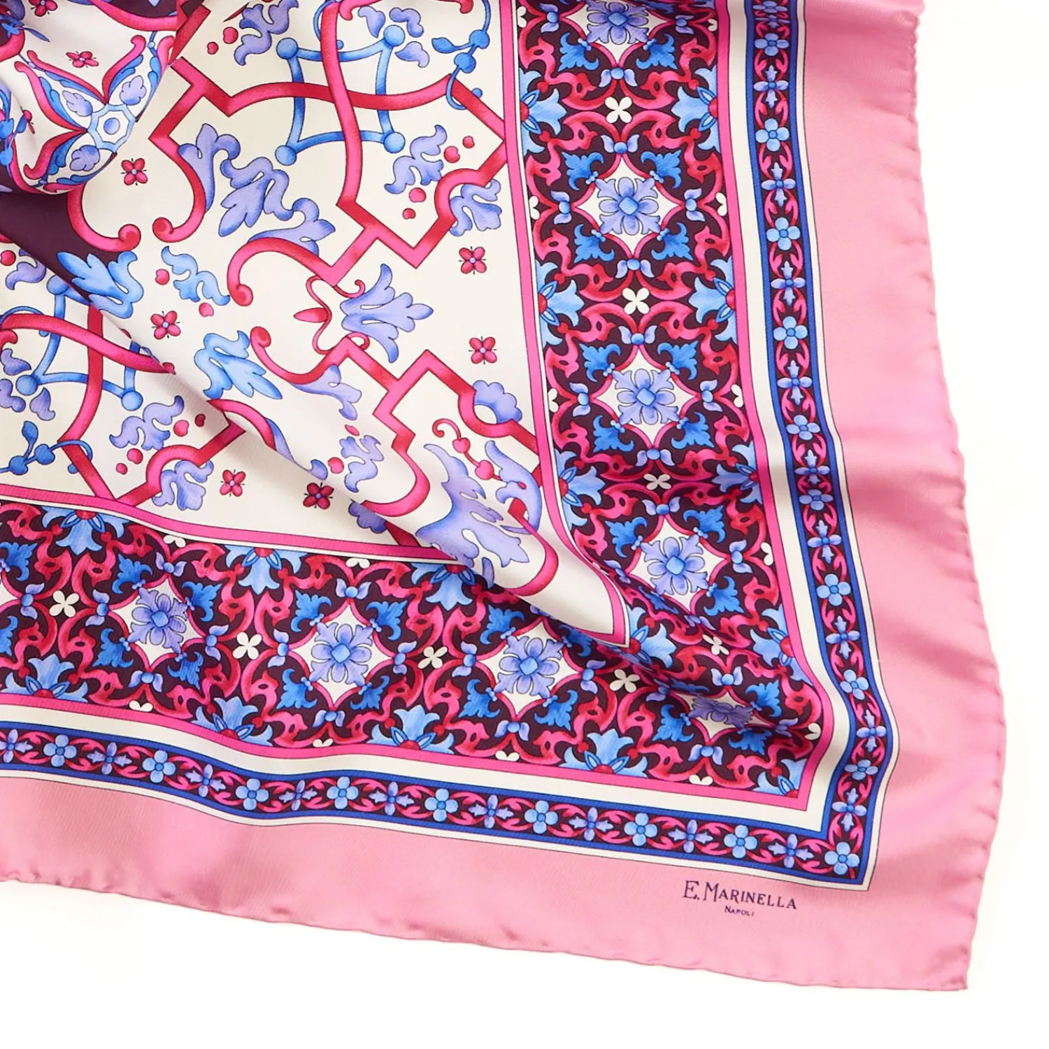 Pink Silk Scarf 90 - Mediterranean Vibes>E.Marinella Sale