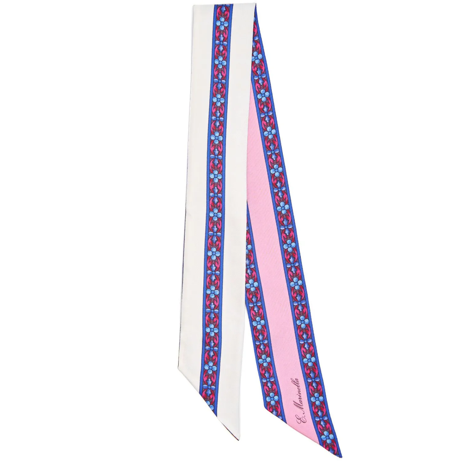 Pink Silk Twilly Floral Pattern>E.Marinella Flash Sale