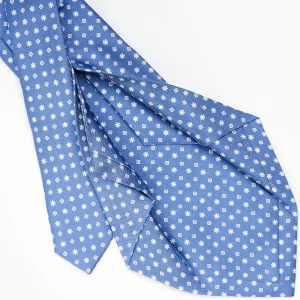 Powder Blue 5 Fold Sartorial Silk Tie - Small Flower Pattern>E.Marinella Clearance