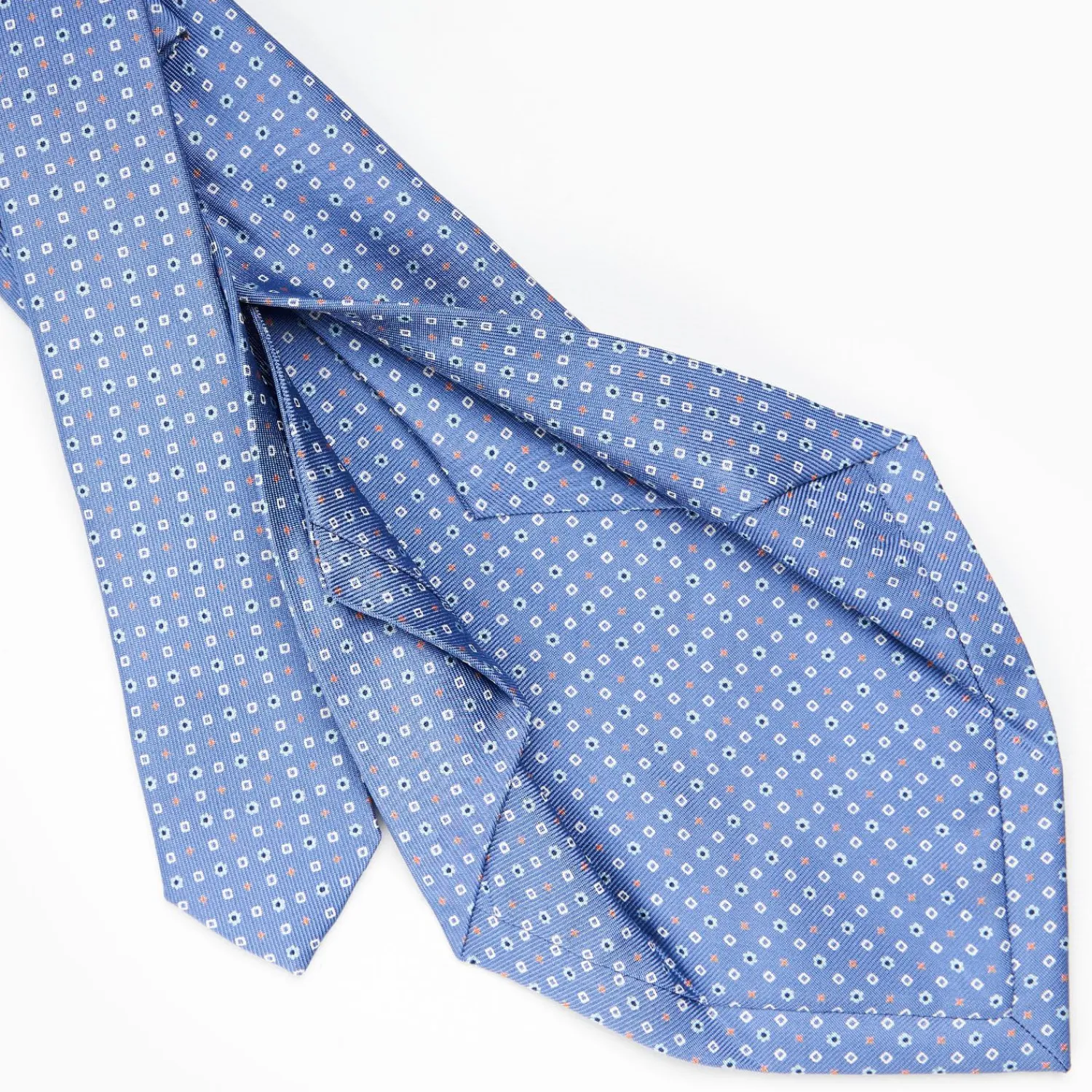 Powder Blue 5 Fold Sartorial Silk Tie - Small Flower Pattern>E.Marinella Best Sale
