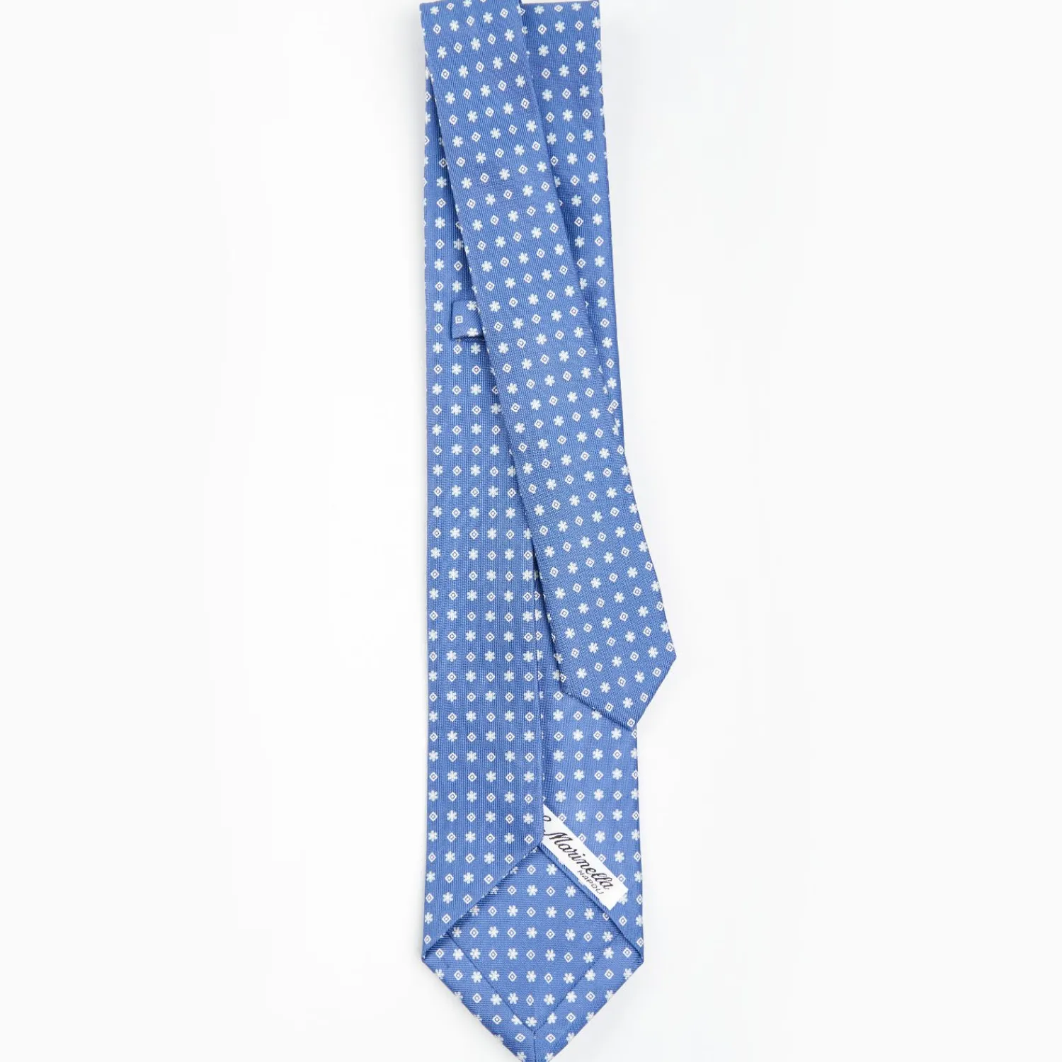 Powder Blue 5 Fold Sartorial Silk Tie - Small Flower Pattern>E.Marinella Clearance
