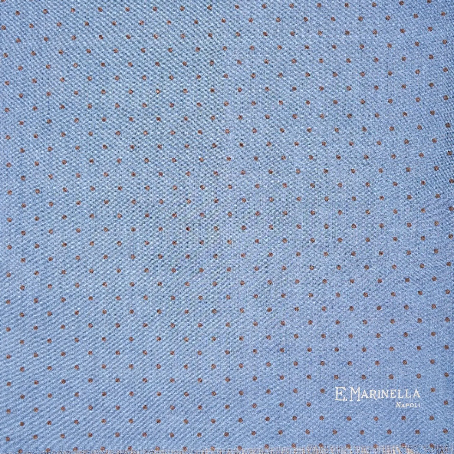 Powder Blue And Brown Double Patterned Wool And Silk Scarf>E.Marinella Shop