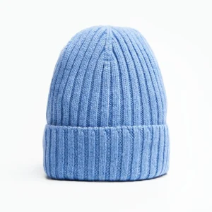Powder Blue Cashmere Ribbed Beanie>E.Marinella Cheap
